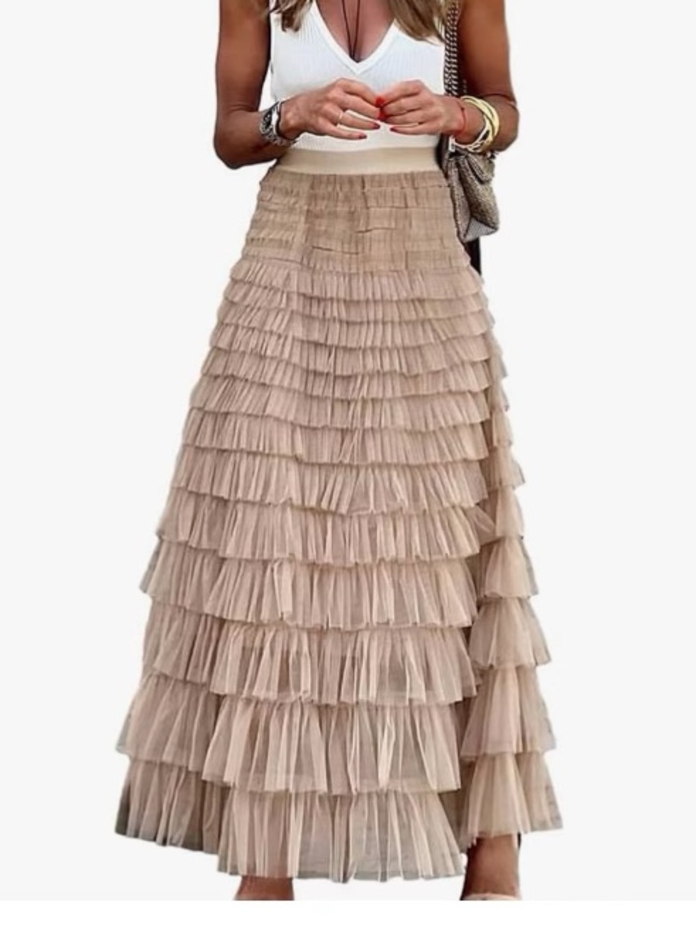 Amazon Long Tulle Skirt in Khaki/Pink - Picture 3 of 3